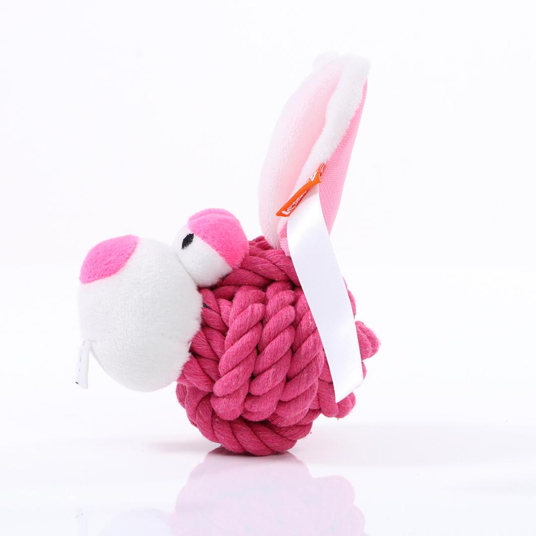 M170021 Pink - Hundespielzeug Knotentier Hase - mbw