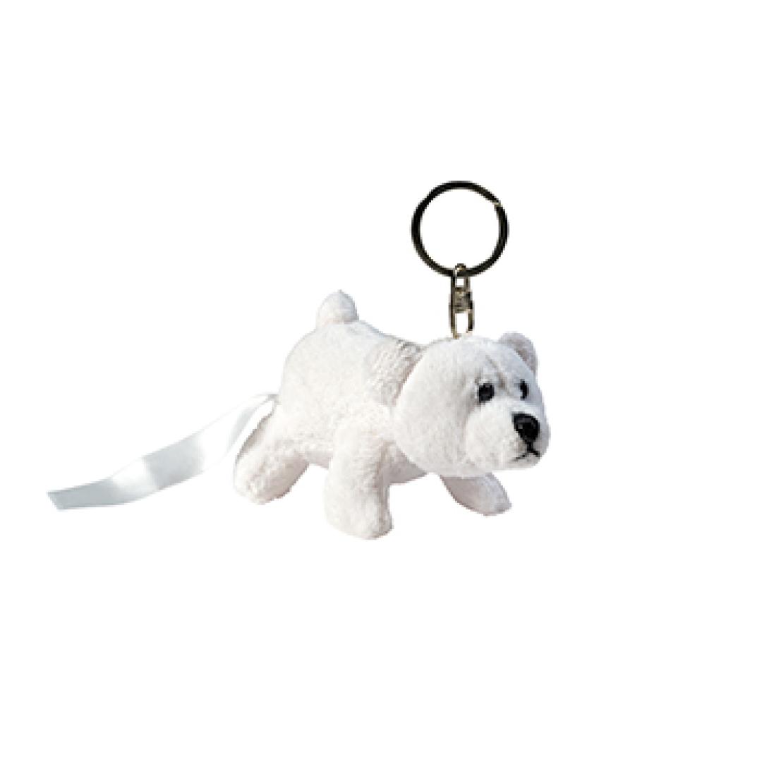 M160098 White - Plush polar bear Freddy with key chain - mbw