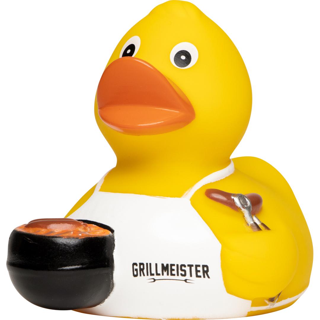 M181001 Multicolour - Quietsche-Ente Grillmeister mit Slogan Grillmeister - mbw