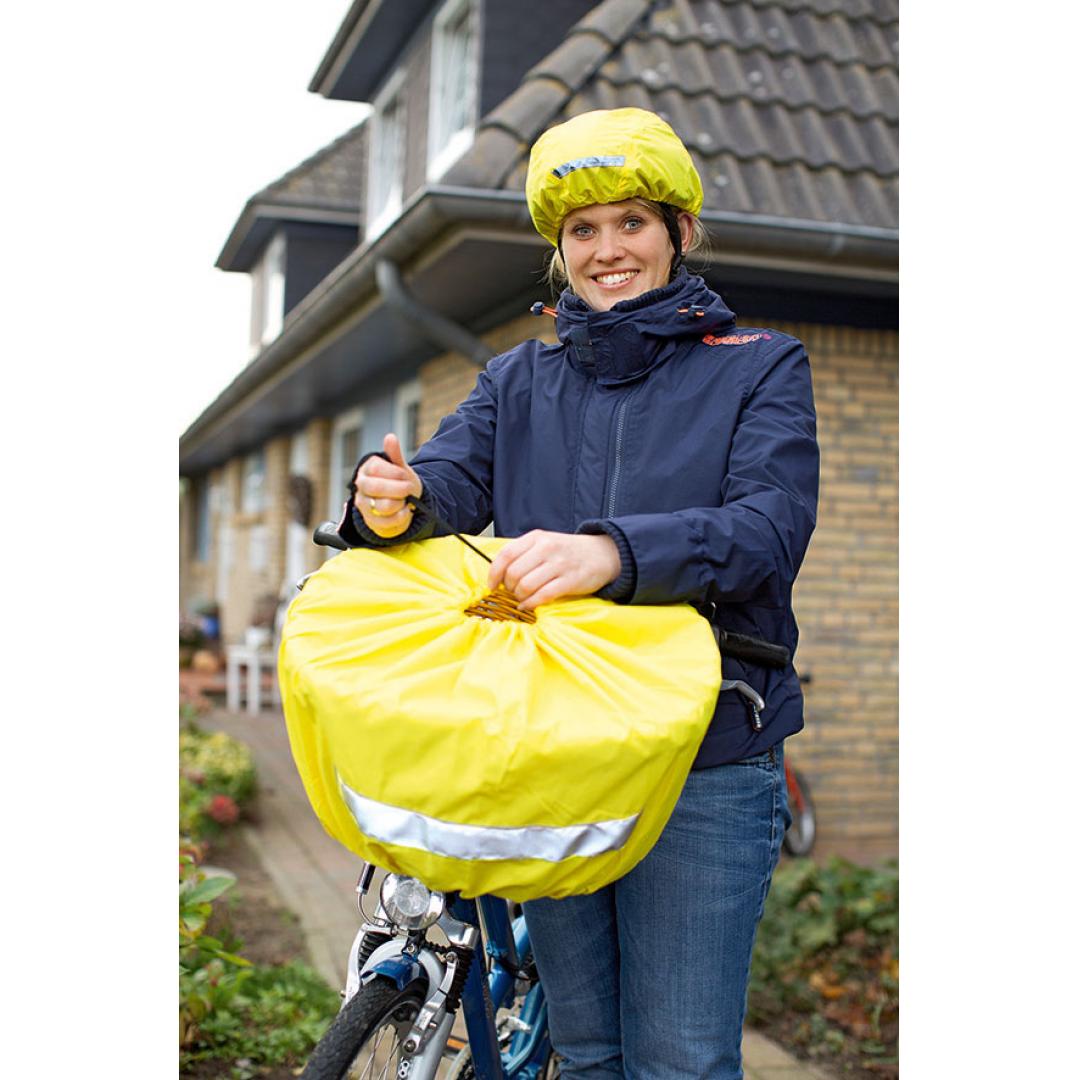 M110415 Lime yellow - Reflective rain cover for bicycle basket - mbw