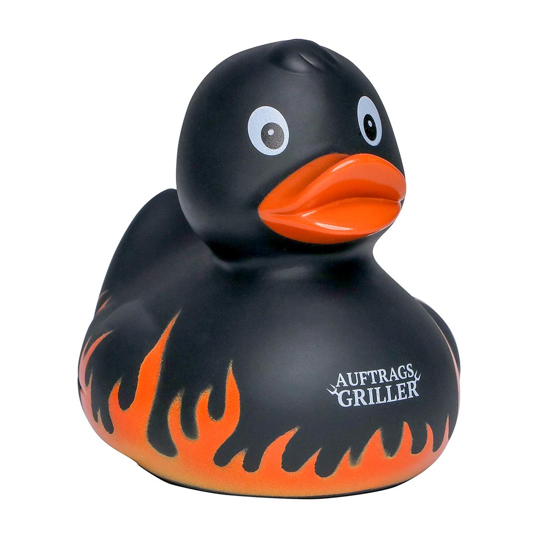 M181002 Black - Squeaky duck flames with slogan - mbw