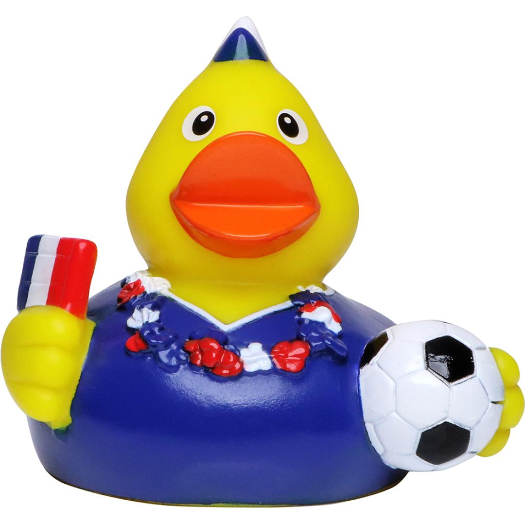 M131127 Blue - Squeaky duck soccer fan - mbw