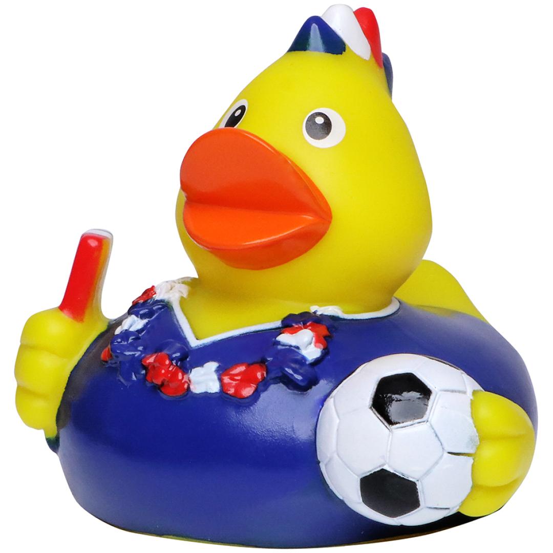 M131127 Blue - Squeaky duck soccer fan - mbw