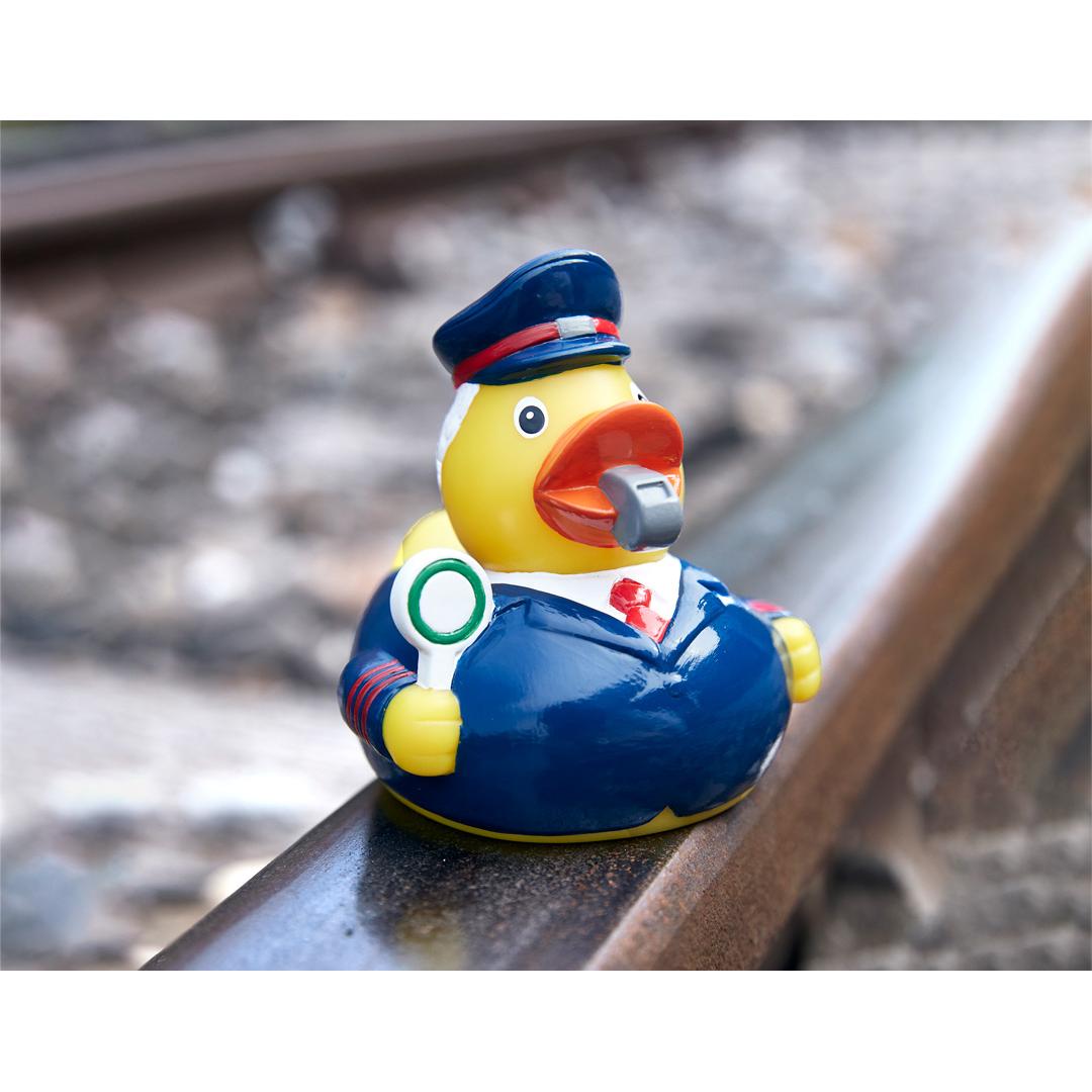 M131287 Multicoloured - Squeaky duck train attendant - mbw