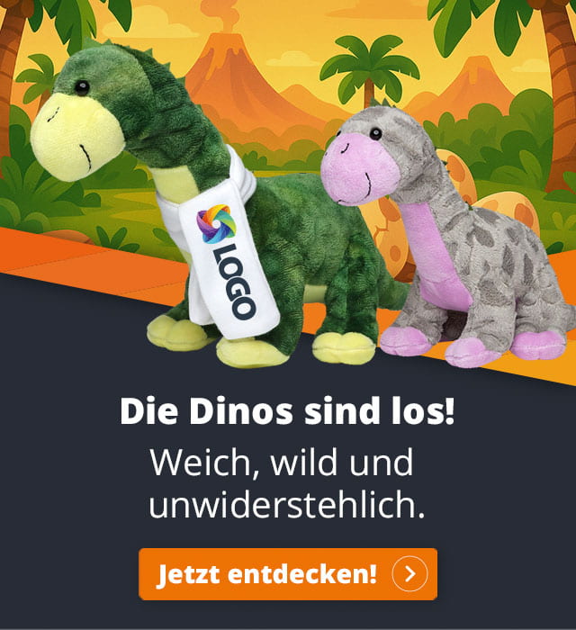 Kuschel-Dinos mit Logodruck