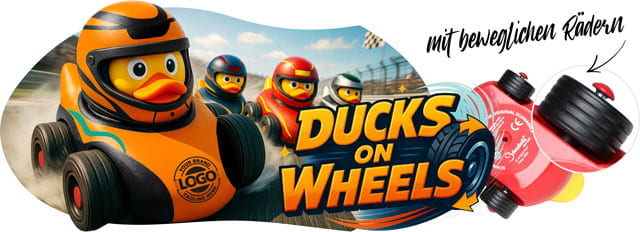 Ducks on Wheels mit beweglichen Rädern