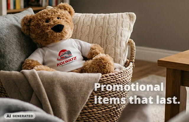 Teddy bears as promotional items with a logo