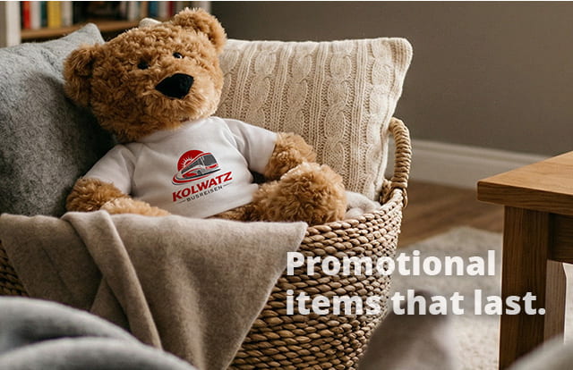 Teddy bears as promotional items with a logo