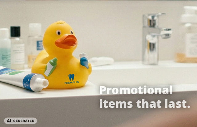 Rubber ducks as promotional items with a logo