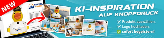 KI Moodbilder mit bedruckten Werbeartikeln