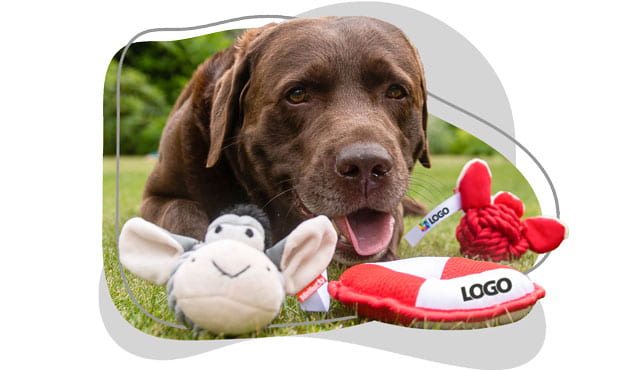 Mit Logo bedruckte Hundespielzeuge