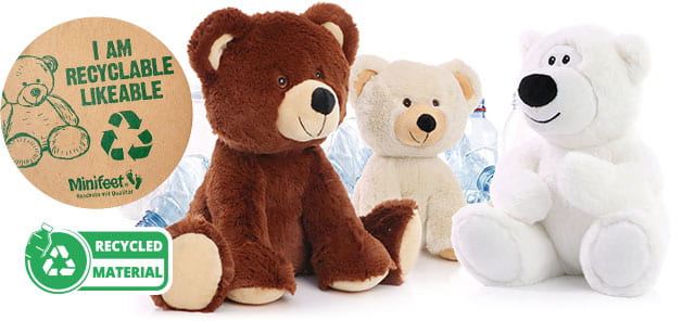 Kuscheltiere aus recycelten PET-Flaschen